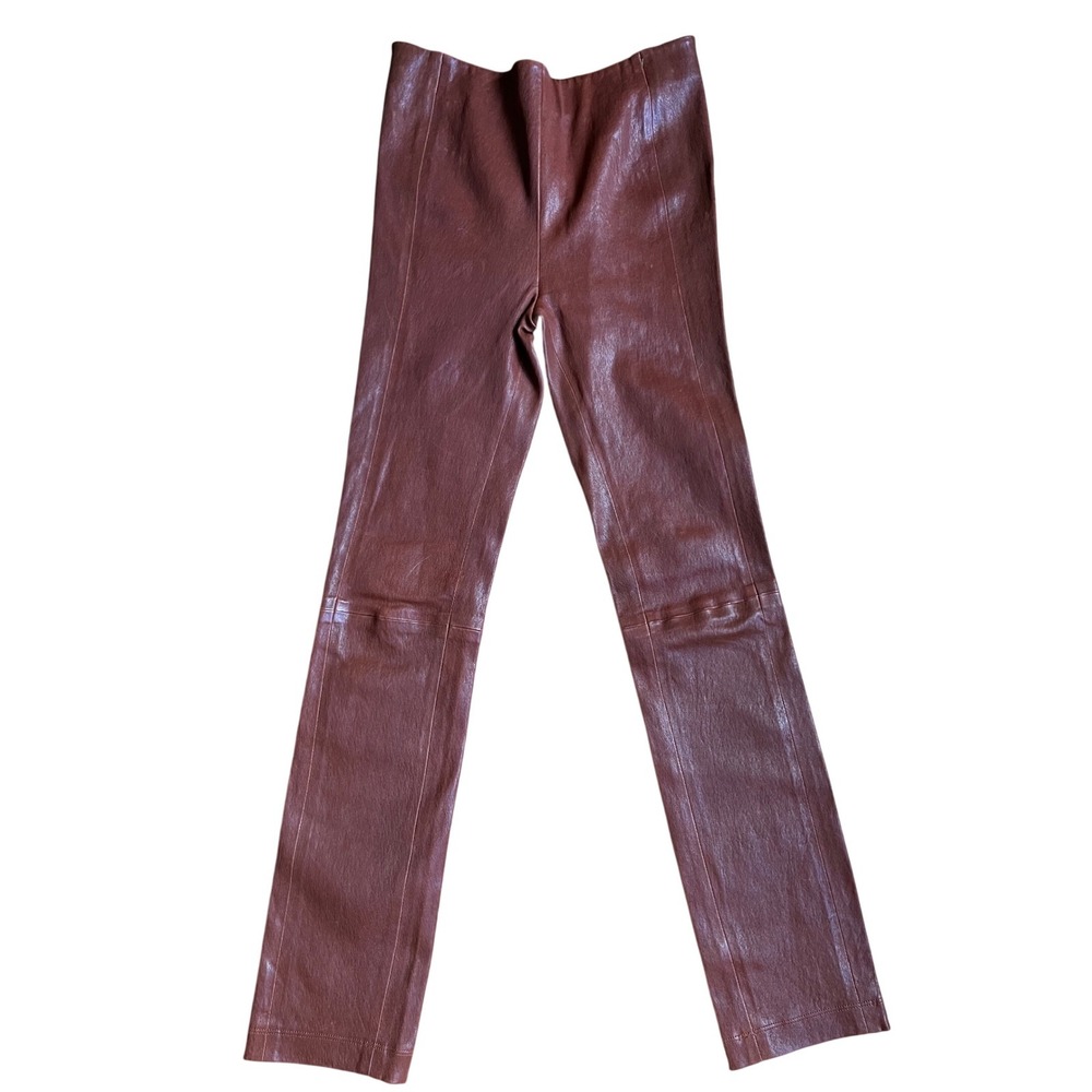 Rag & Bone Cognac Lamb Leather Leggings High Rise Slim Pants 4 Quiet Luxury